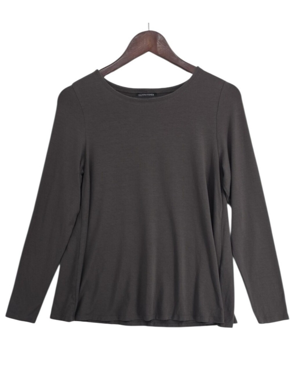 Eileen Fisher Taupe Stretch Long Sleeve Top Petite Small